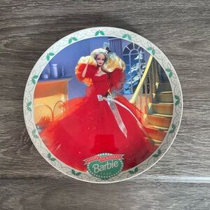Enesco 2 Barbie Holiday Plates:  1988 (Red) & 1995 (Green)